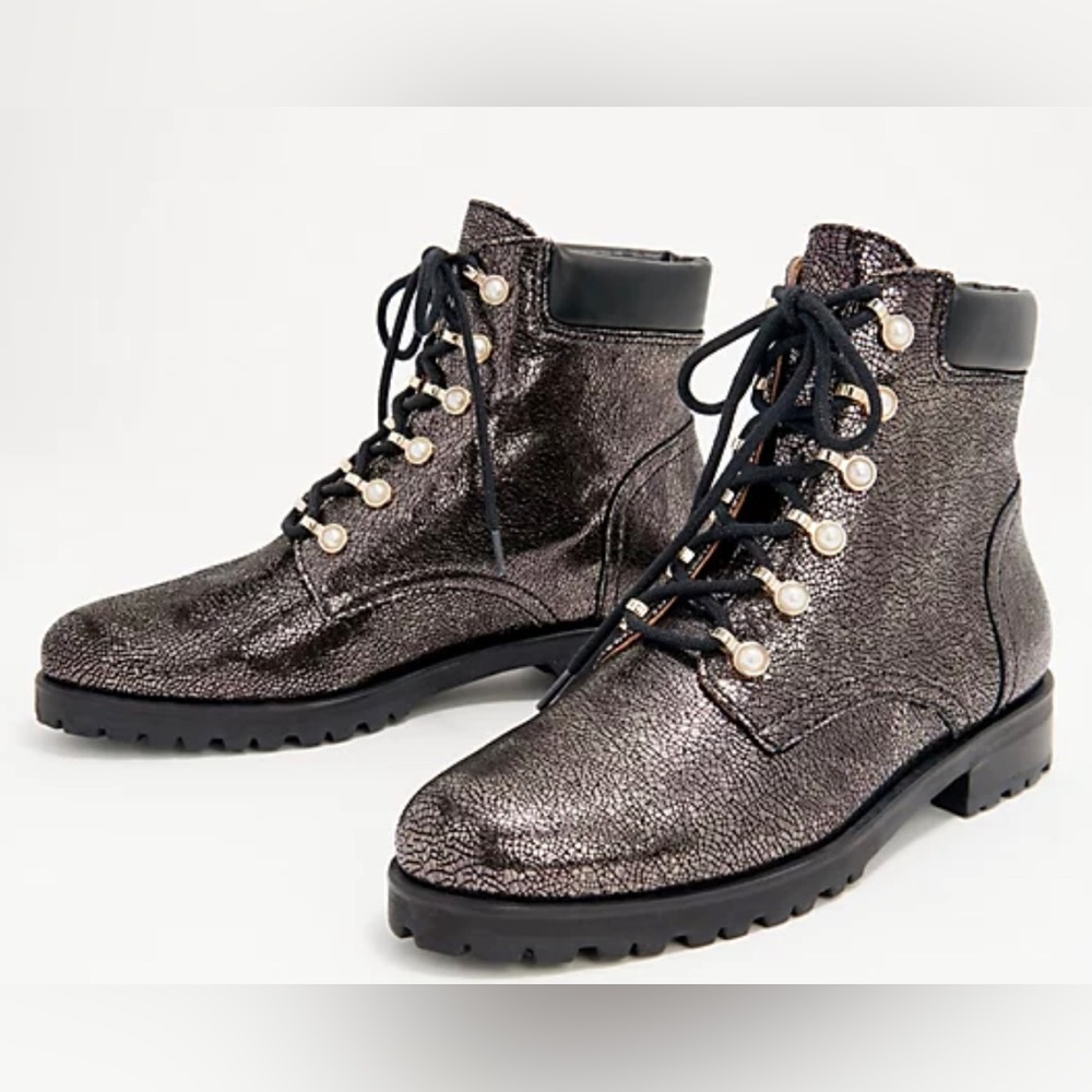 Jack Rogers Lace-Up Faux-Pearl Boots - Peyton